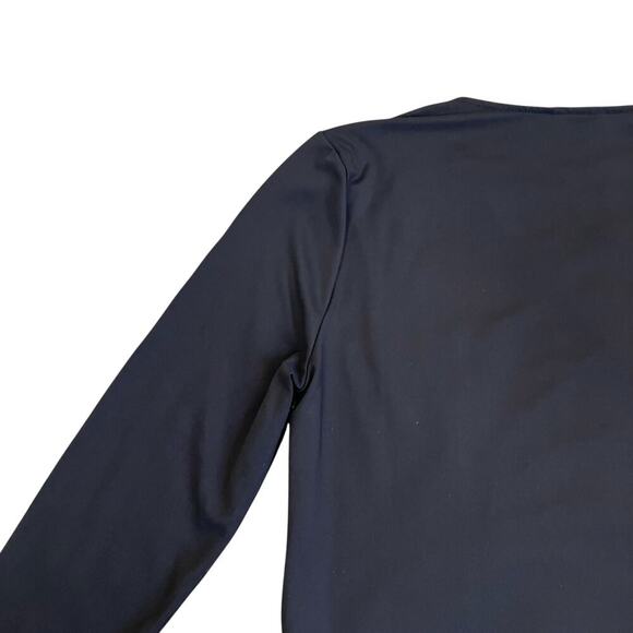 Ann Taylor Sz L Black Refined Stretch Wrap Top 3/4 Sleeve Fitted Feminine Office - Picture 13 of 16